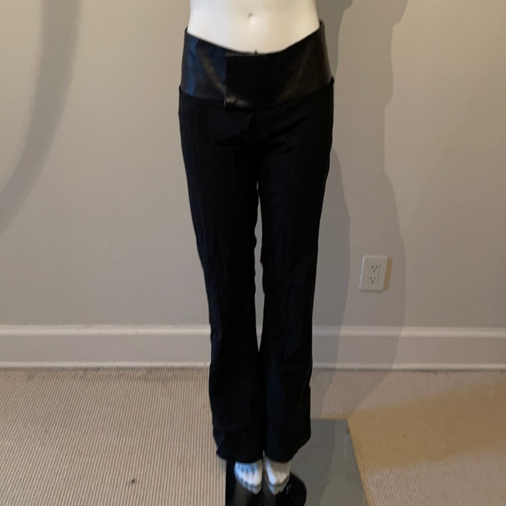Alvin Valley Leather black classic wide leather waistband pants 38
